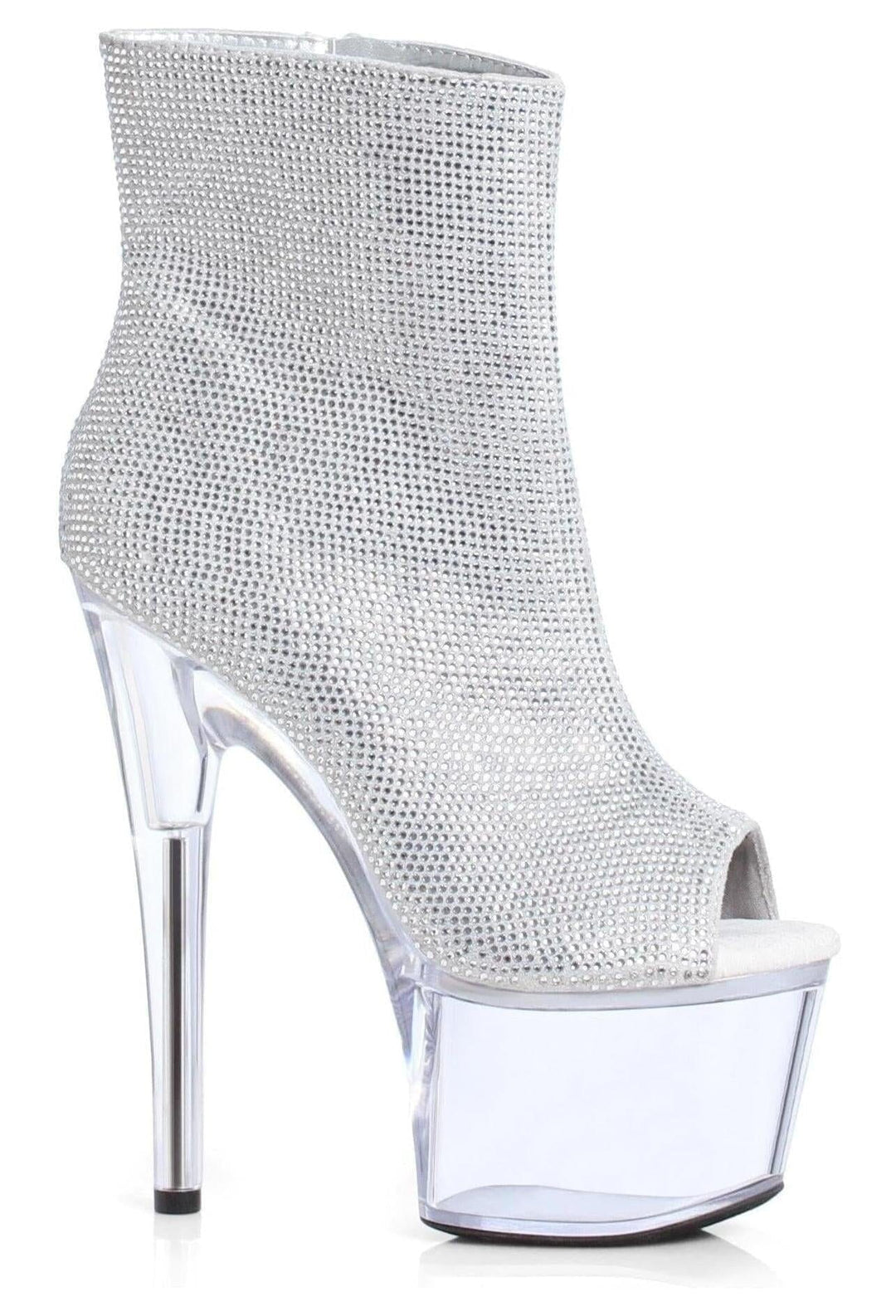 Ellie Shoes Ellie 709 LAVISH 7" Platform Shimmering Ankle Boot in Silver Faux Leather from SexyShoes.com