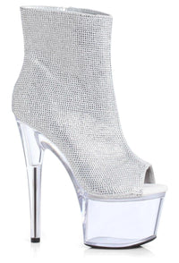 Ellie Shoes Ellie 709 LAVISH 7" Platform Shimmering Ankle Boot in Silver Faux Leather from SexyShoes.com