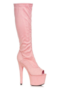 Ellie Shoes Ellie 709 NATASHA 7" Microfiber Knee Boot in Pink Faux Leather from SexyShoes.com