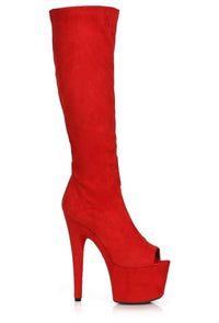 Ellie Shoes Ellie 709 NATASHA 7" Microfiber Knee Boot in Red Faux Leather from SexyShoes.com