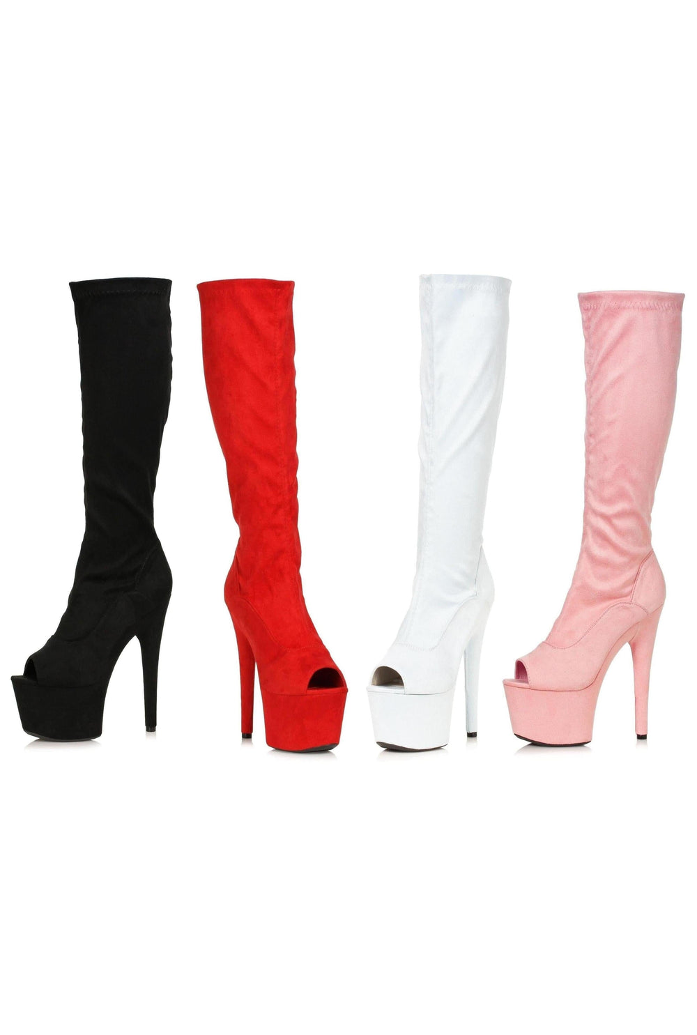 Ellie Shoes Ellie 709 NATASHA 7" Microfiber Knee Boot in Pink Faux Leather