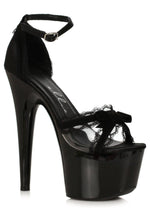 Ellie 709-SCARLET 7" Lace And Velvet Sandal