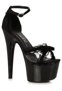 Ellie Shoes Ellie 709 SCARLET 7" Lace And Velvet Sandal in Black Velvet from SexyShoes.com