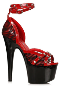 Ellie Shoes Ellie 709 SLEEK 7" Platform with Studded Ankle Strap in Red Mesh from SexyShoes.com