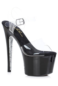 Ellie Shoes Ellie 709 VINE 7" Rhinestone Covered Platform Heel Sandal in Black Faux Leather from SexyShoes.com
