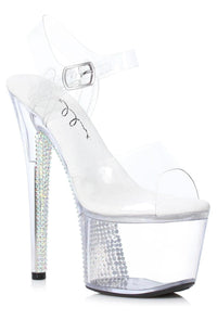 Ellie Shoes Ellie 709 VINE 7" Rhinestone Covered Platform Heel Sandal in Clear Faux Leather from SexyShoes.com