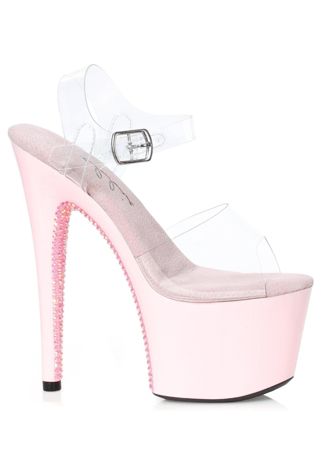 Ellie Shoes Ellie 709 VINE 7" Rhinestone Covered Platform Heel Sandal in Pink Faux Leather from SexyShoes.com