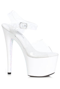 Ellie Shoes Ellie 709 VINE 7" Rhinestone Covered Platform Heel Sandal in White Faux Leather from SexyShoes.com
