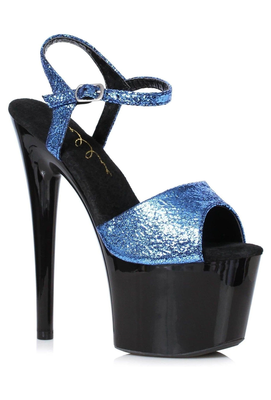 Ellie Shoes Ellie 709 VITAL 7" Sandal in Blue Faux Leather from SexyShoes.com