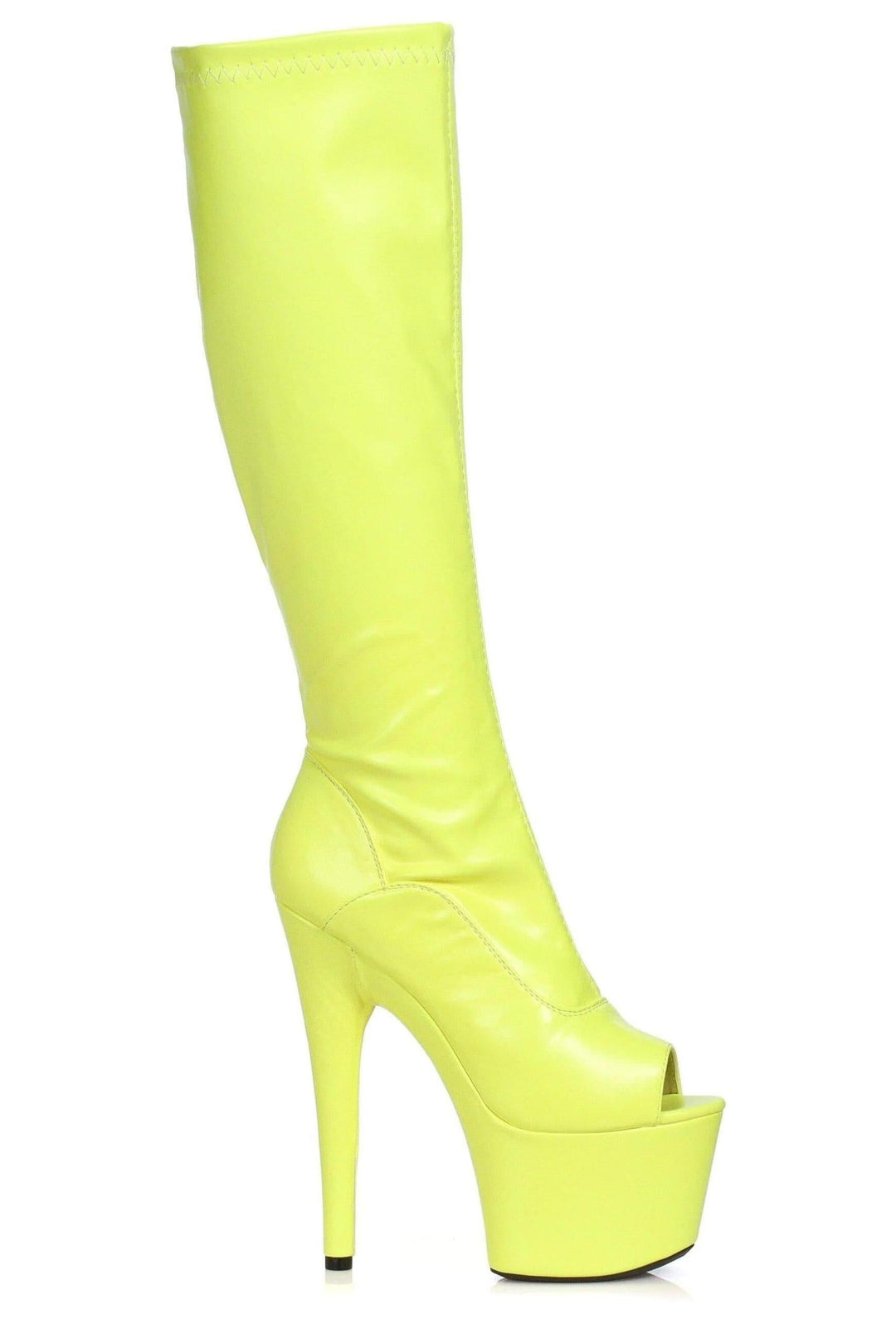 Ellie Shoes Ellie 709 VIVID 7" Neon Knee Boot in Yellow Faux Leather from SexyShoes.com