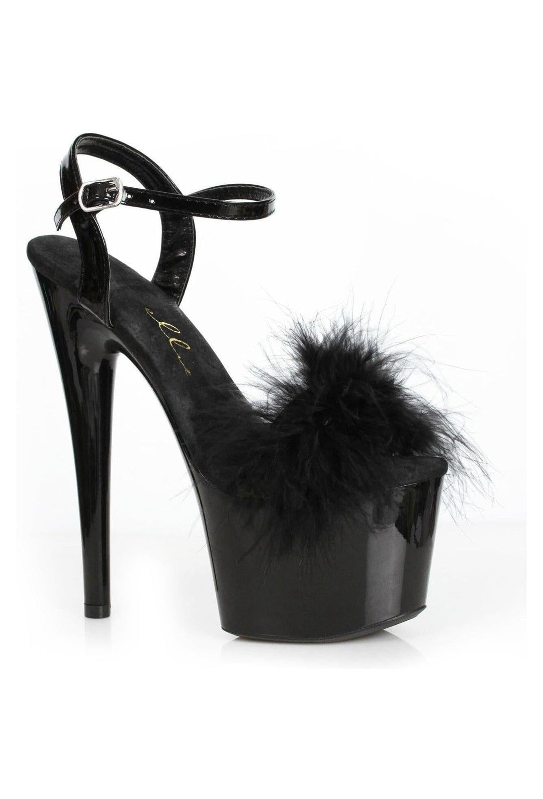 Ellie Shoes Ellie 709 WHITNEY 7" Platform Sandal With Marabou in Black Marabou from SexyShoes.com