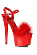 Ellie 709-WHITNEY 7" Platform Sandal With Marabou