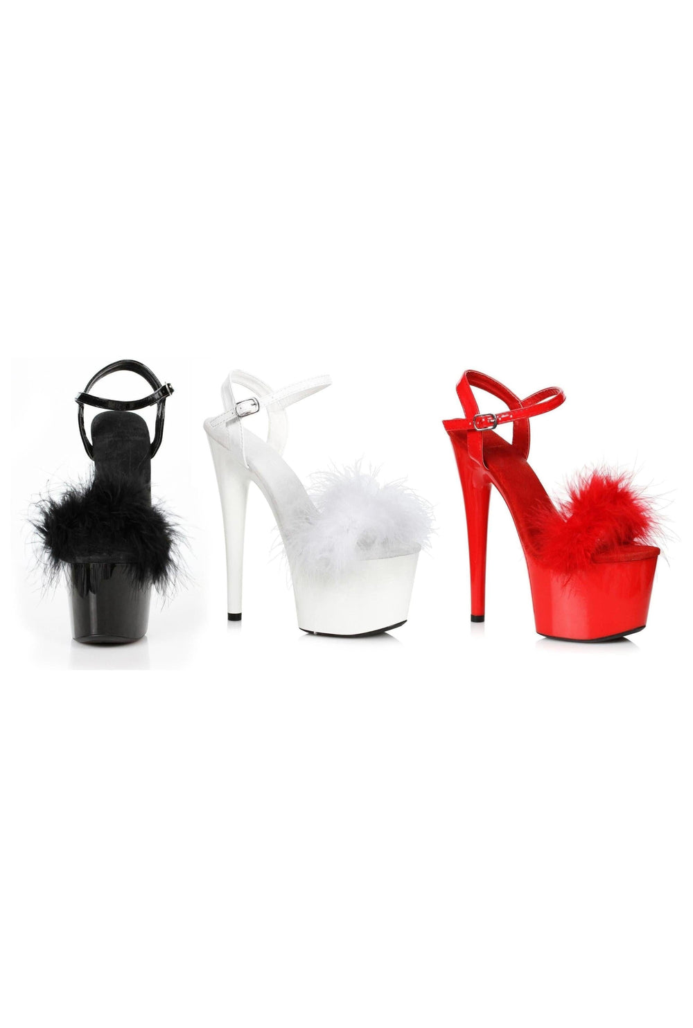 Ellie Shoes Ellie 709 WHITNEY 7" Platform Sandal With Marabou in Red Marabou