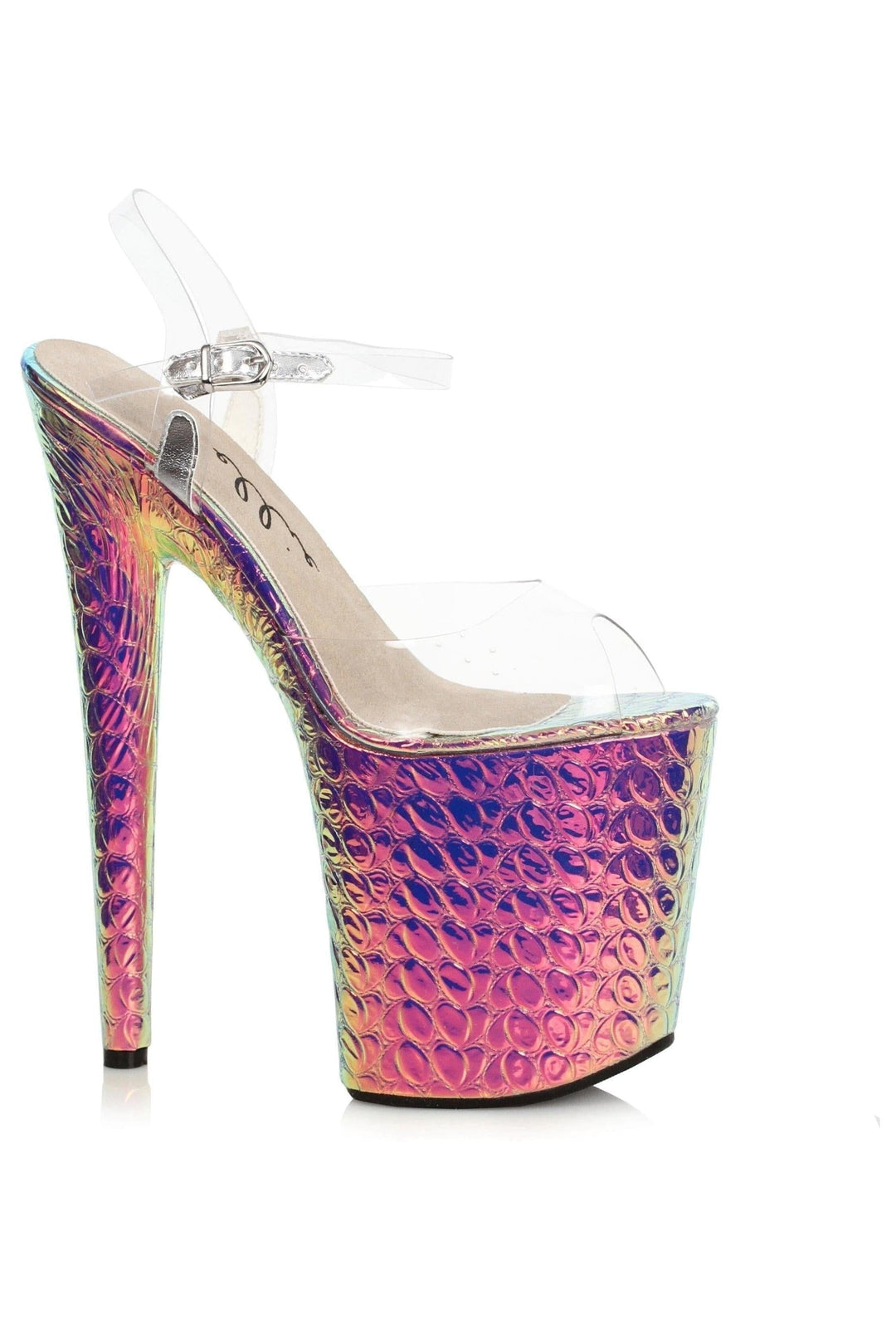 Ellie Shoes Ellie 850 SUGAR 8" Heel Hologram Sandal in Pink Faux Leather from SexyShoes.com