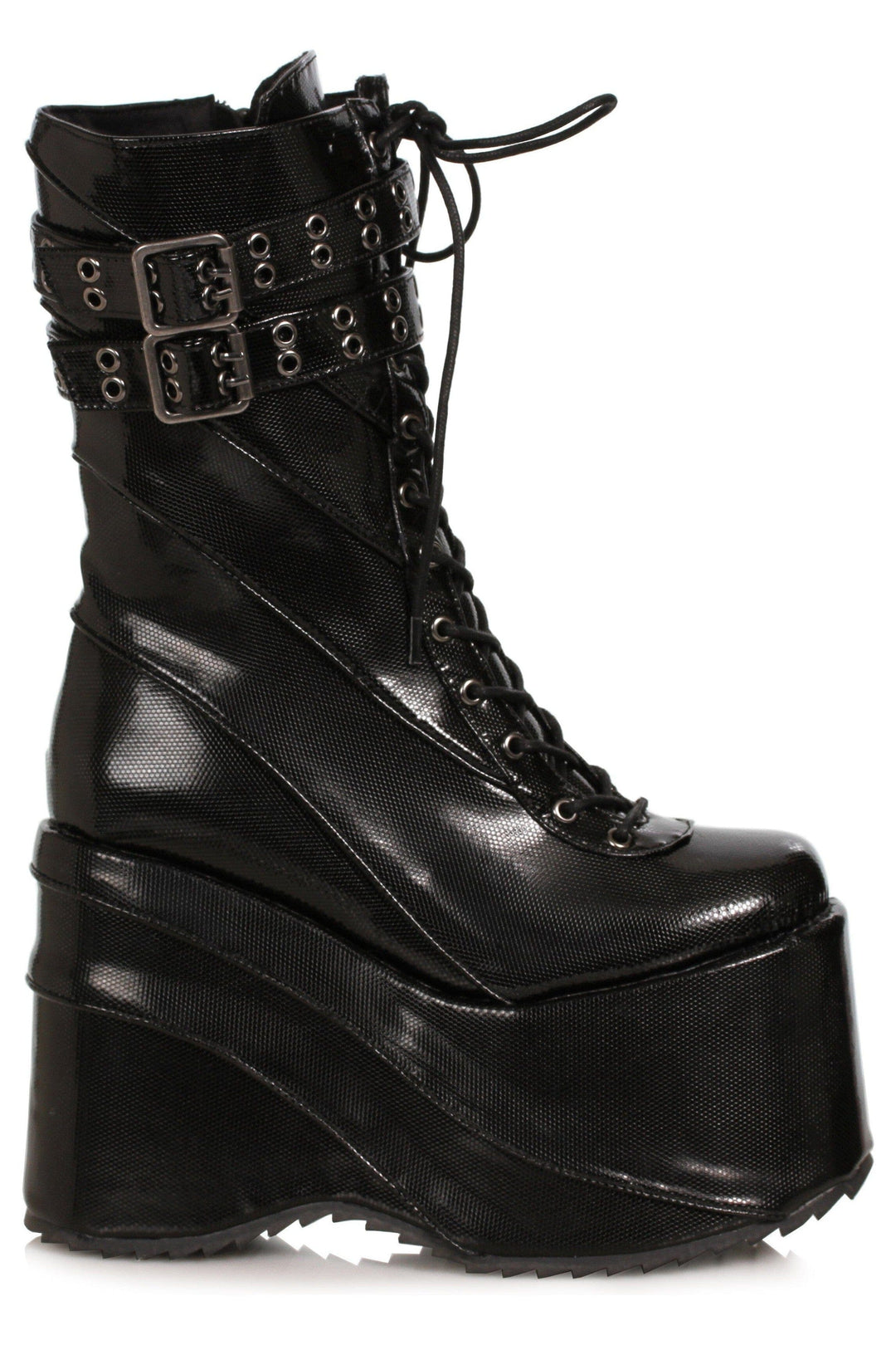 Ellie Shoes Ellie Shoes 500 SHARLA Chunky Heel Platform Boot in Black Faux Leather from SexyShoes.com