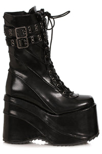 Ellie Shoes Ellie Shoes 500 SHARLA Chunky Heel Platform Boot in Black Faux Leather from SexyShoes.com