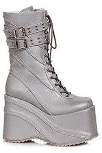 Ellie Shoes Ellie Shoes 500 SHARLA Chunky Heel Platform Boot in Grey Faux Leather from SexyShoes.com