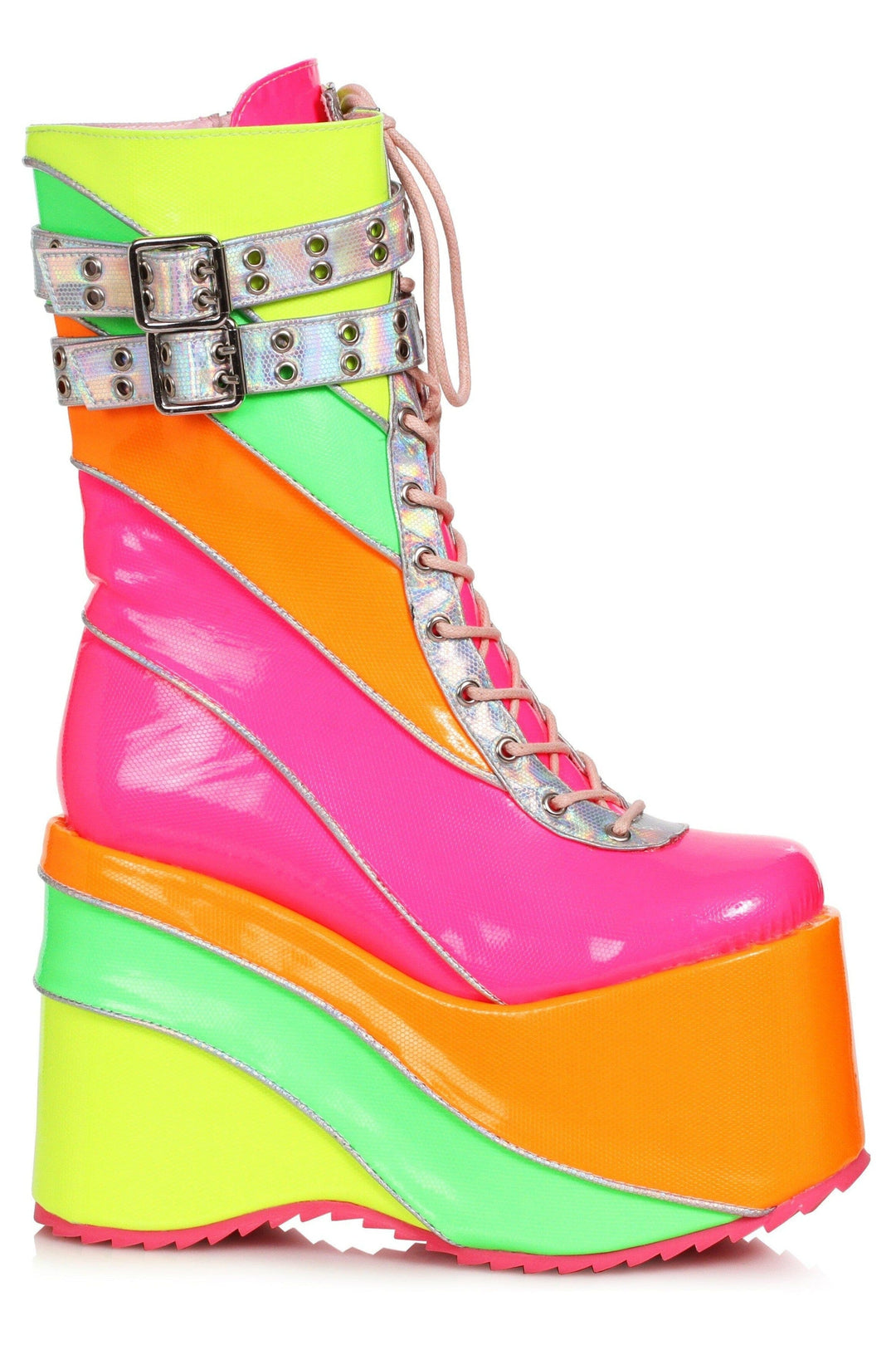 Ellie Shoes Ellie Shoes 500 SHARLA Chunky Heel Platform Boot in Multi Faux Leather from SexyShoes.com