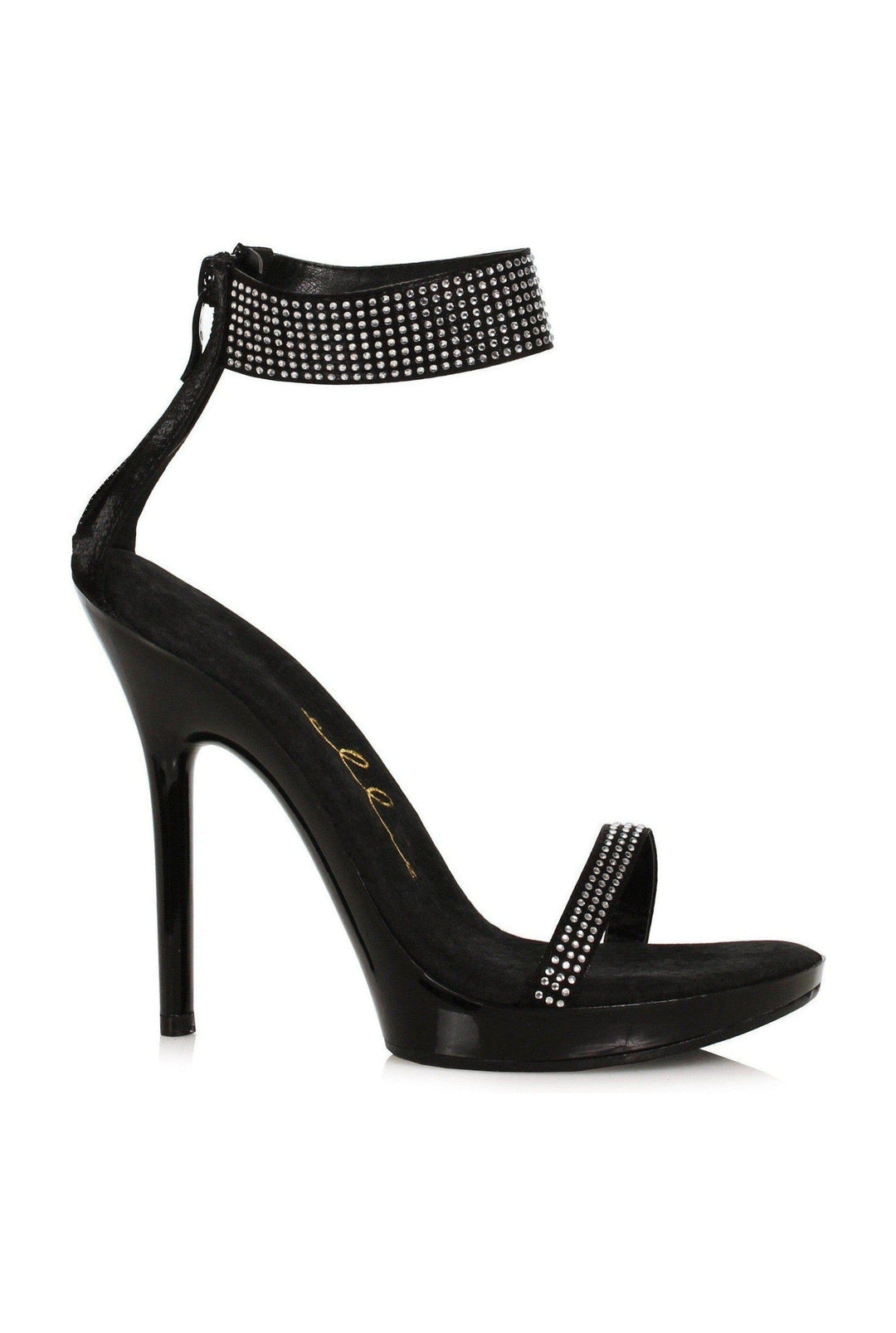 Ellie Shoes Ellie Shoes 502 HEIDI Rhinestone Sandal in Black Faux Leather from SexyShoes.com