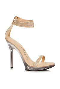 Ellie Shoes Ellie Shoes 502 HEIDI Rhinestone Sandal in Gold Faux Leather from SexyShoes.com