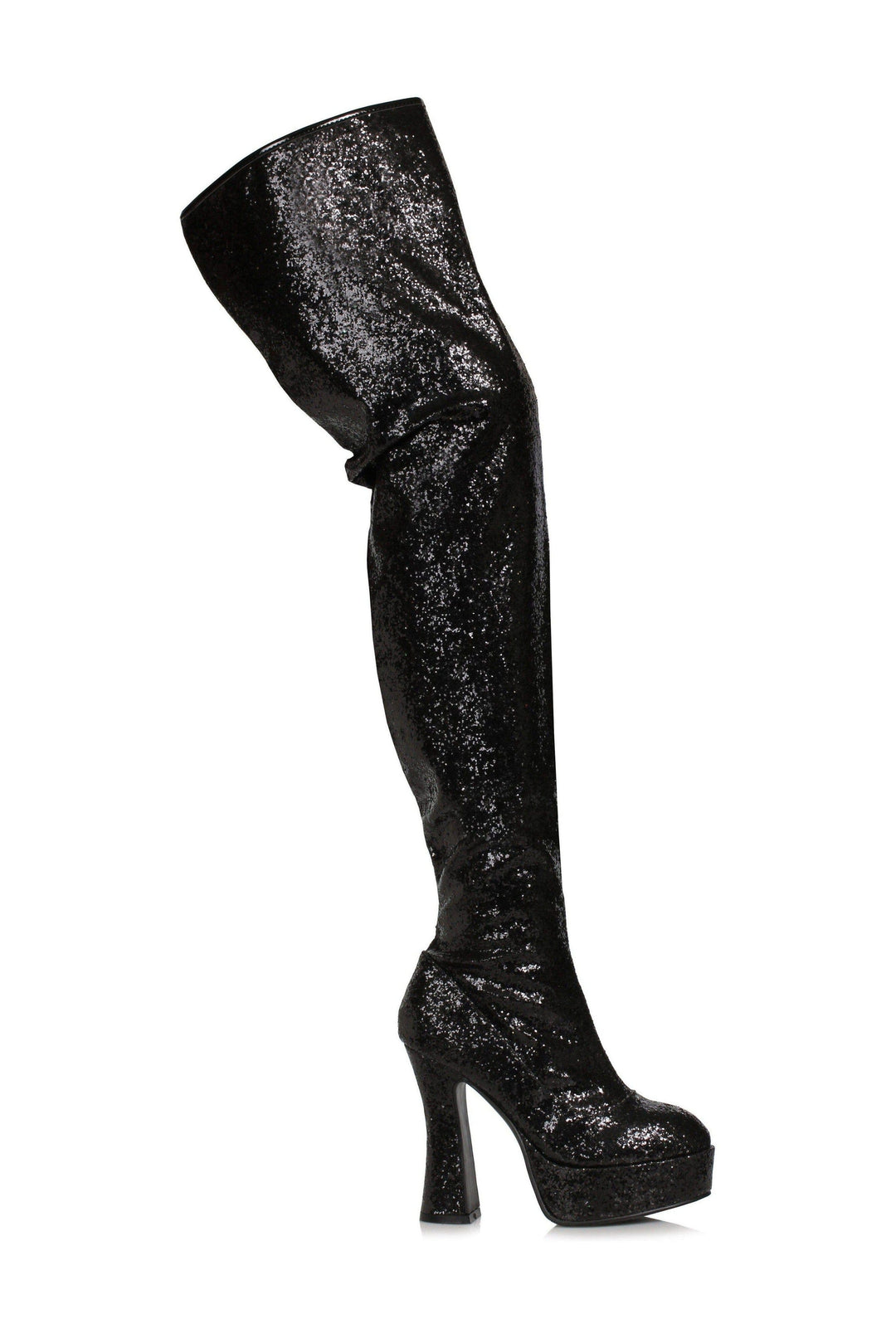 Ellie Shoes Ellie Shoes 557 BRIGHT Chunky Heel Women's Glitter Thigh High Boot in Black Glitter from SexyShoes.com