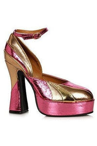 Ellie Shoes Ellie Shoes 557 DANCE Heel Women’s 70’s Shoe with Ankle Strap in Fuchsia Faux Leather from SexyShoes.com