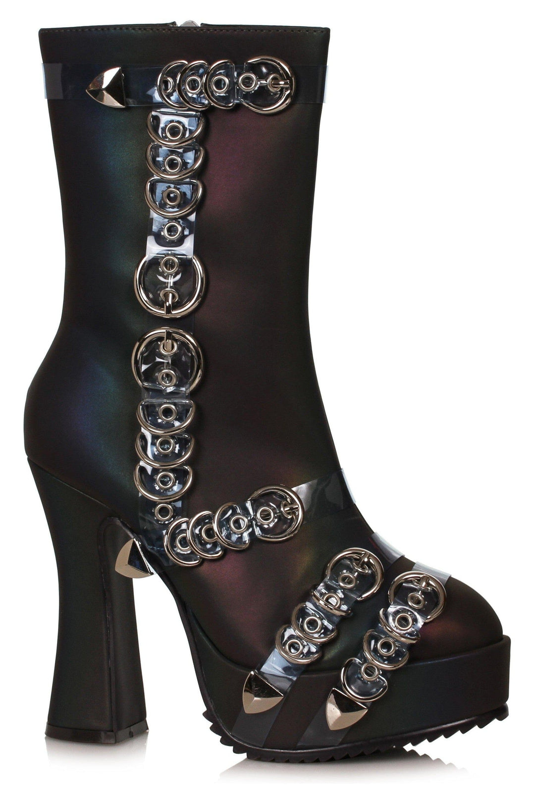 Ellie Shoes Ellie Shoes 557 MANDY Women’s Ankle Boot with Metal Decor in Black Faux Leather from SexyShoes.com