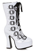 Ellie Shoes 557-MELINOE Chunky Heel Lace Up and Buckled Strapped Platform Ankle Boot