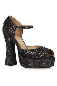 Ellie Shoes Ellie Shoes 557 SPARKLE Chunky Mary Jane Sandal in Black Glitter from SexyShoes.com