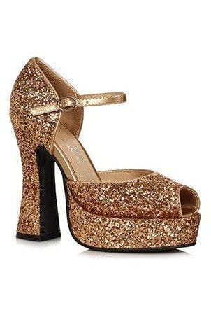 Ellie Shoes Ellie Shoes 557 SPARKLE Chunky Mary Jane Sandal in Gold Glitter from SexyShoes.com