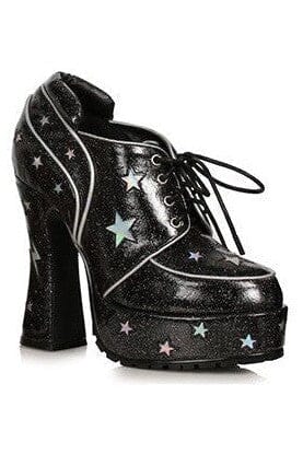 Ellie Shoes Ellie Shoes 557 STARDUST Glitter Stars Retro Platform Shoe in Black Glitter from SexyShoes.com