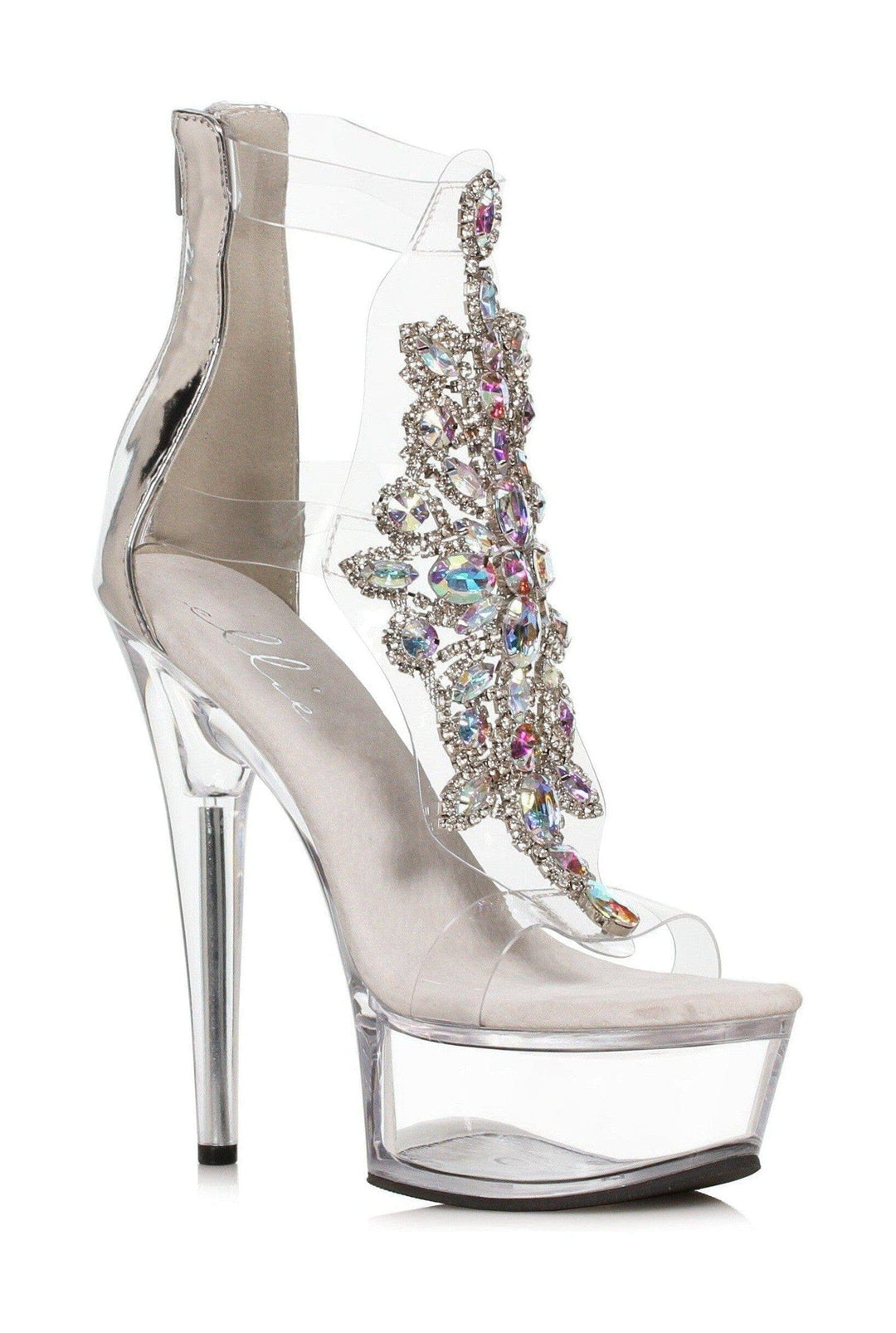 Ellie Shoes Ellie Shoes 609 LARA Stiletto With Rhinestone Upper in Silver Faux Leather from SexyShoes.com