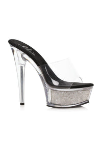 Ellie Shoes Ellie Shoes 609 SPRING Stiletto Sandal With Rhinestone In Platform in Clear Vinyl from SexyShoes.com