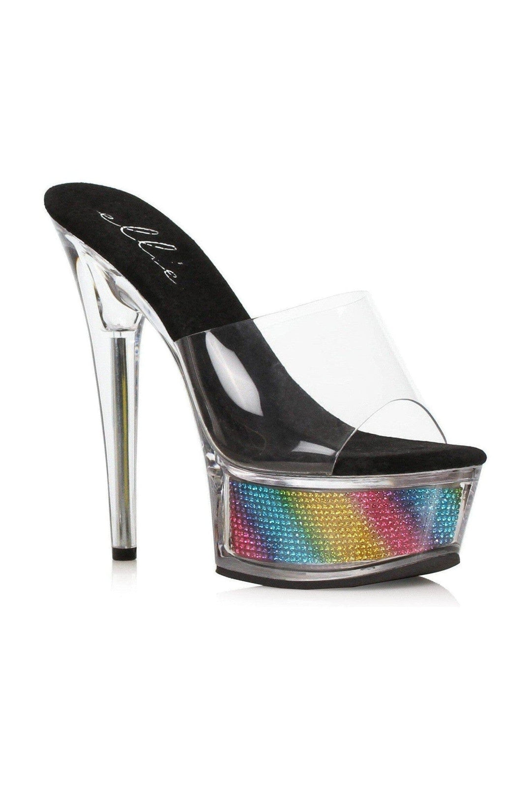 Ellie Shoes Ellie Shoes 609 SPRING Stiletto Sandal With Rhinestone In Platform in Clear Vinyl from SexyShoes.com