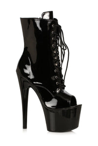 Ellie Shoes Ellie Shoes 709 ANA Stiletto Peep Toe Ankle Boots in Black Faux Leather from SexyShoes.com