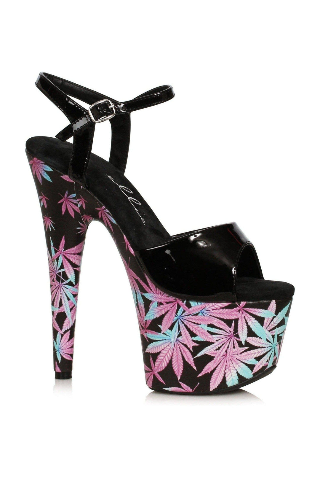 Ellie Shoes Ellie Shoes 709 BAMBI Stiletto 420 Platform Sandal in Black Faux Leather from SexyShoes.com