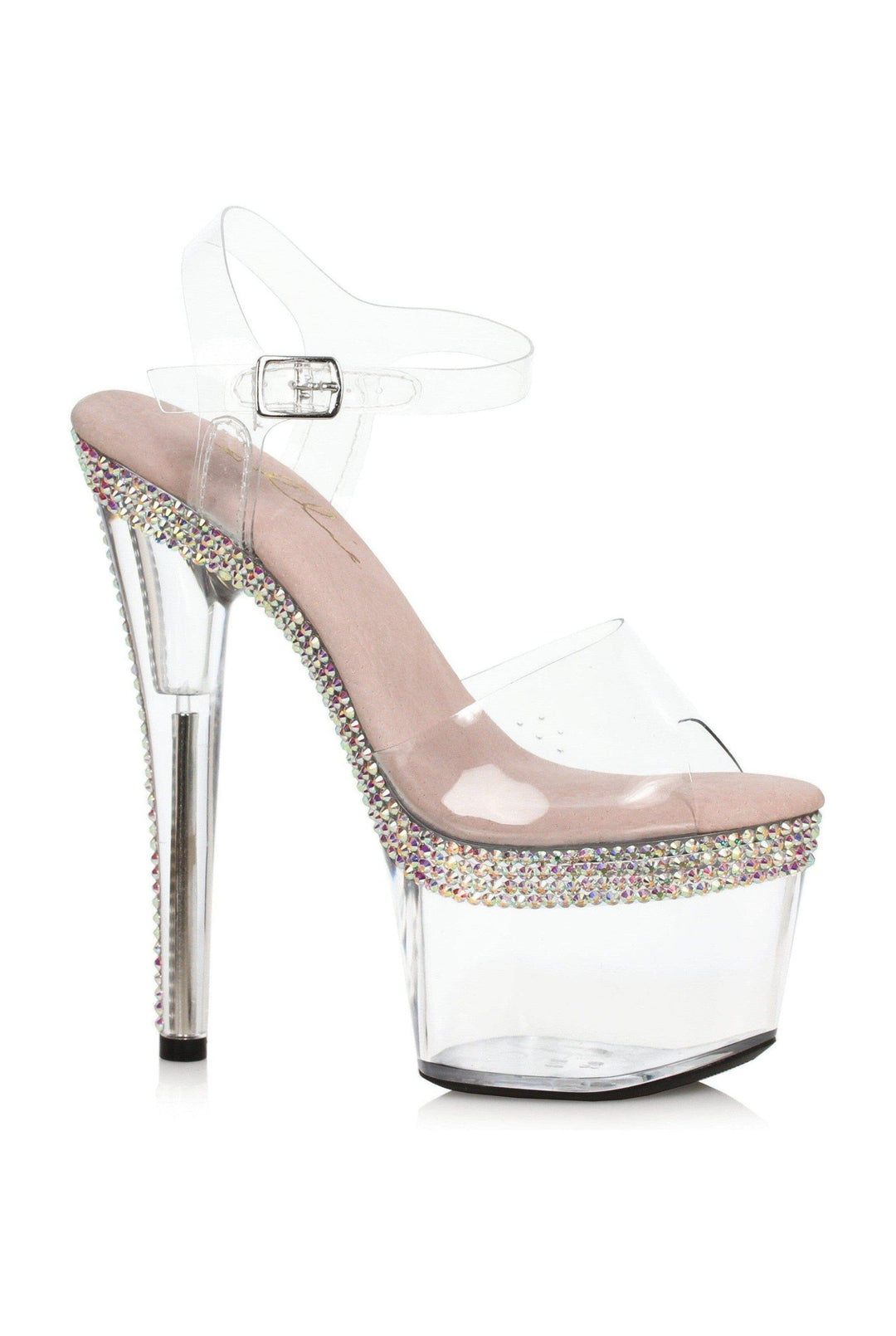 Ellie Shoes Ellie Shoes 709 HATTIE Pointed Stiletto Sandal W/Rhinestones On Platform in Clear Vinyl from SexyShoes.com