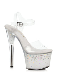 Ellie Shoes Ellie Shoes 709 MALIA Pointed Stiletto Sandal with Glitter & Star in Platform in White Glitter from SexyShoes.com