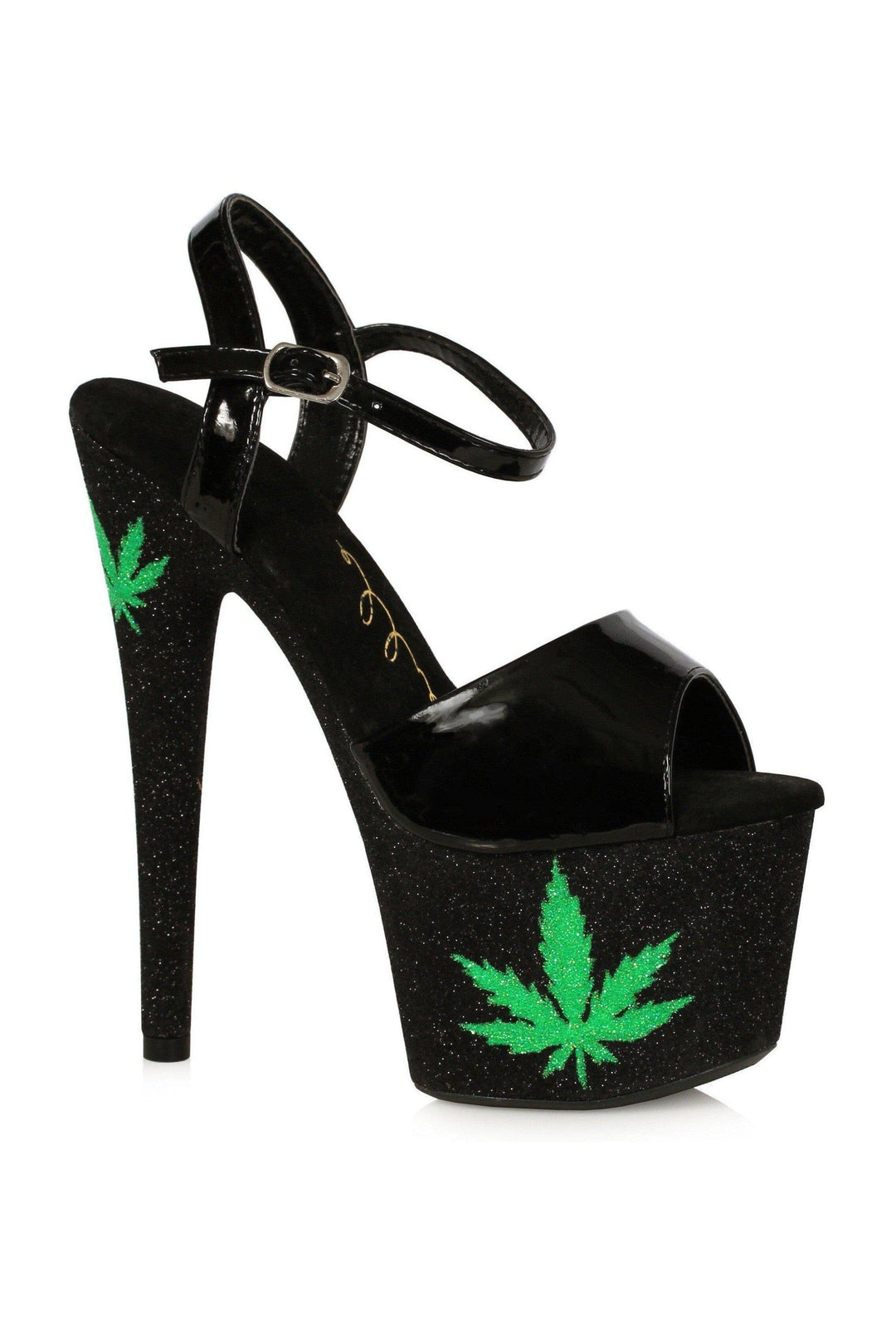 Ellie Shoes Ellie Shoes 709 MEGGIE Stiletto 420 Platform Sandal in Black Faux Leather from SexyShoes.com