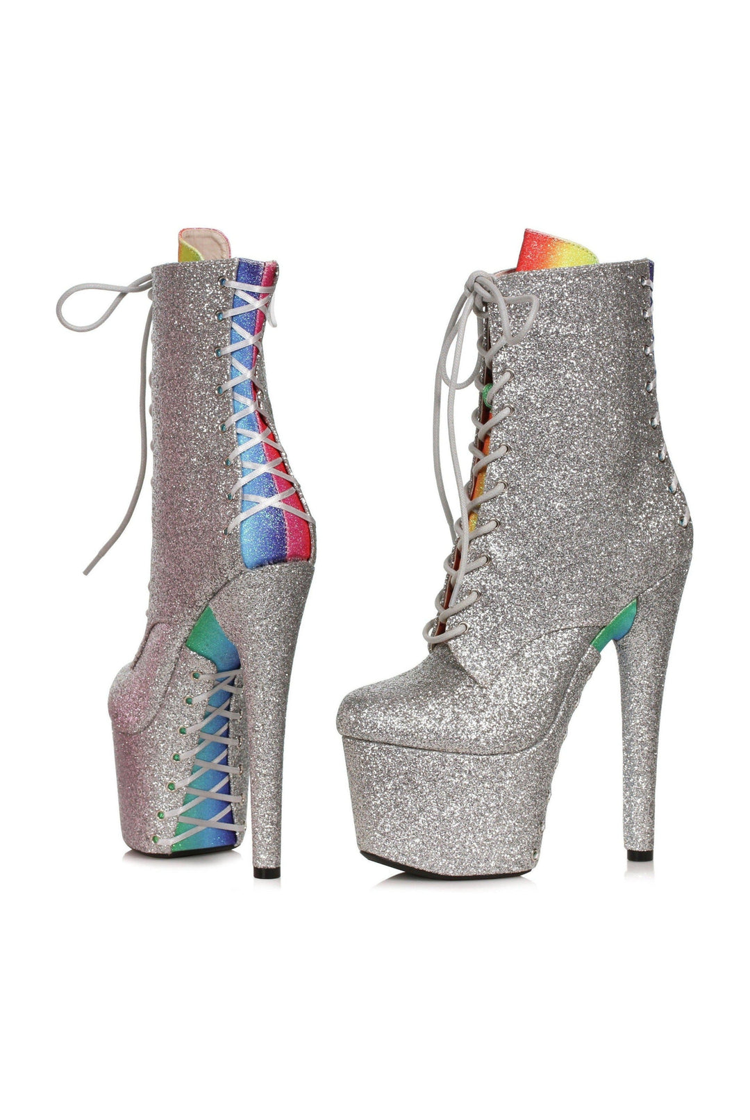 Ellie Shoes Silver Ankle Boots Platform Stripper Shoes | Buy at Sexyshoes.com