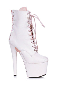 Ellie Shoes Ellie Shoes 709 TERESSA Stiletto Ankle Boot with Corset Detail in White Faux Leather from SexyShoes.com