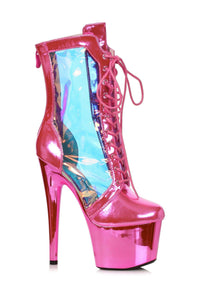 Ellie Shoes Ellie Shoes 709 TRACY Stiletto Hologram Ankle Bootie in Fuchsia Faux Leather from SexyShoes.com