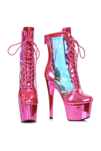 Ellie Shoes Ellie Shoes 709 TRACY Stiletto Hologram Ankle Bootie in Fuchsia Faux Leather