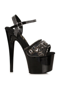 Ellie Shoes Ellie Shoes 709 ULEXITE Sandal with Jeweled Embellishments in Black Faux Leather from SexyShoes.com