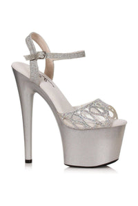 Ellie Shoes Ellie Shoes 709 UNITY Sandal with Rhinestone Embellishment in Silver Faux Leather from SexyShoes.com