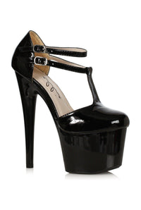 Ellie Shoes Ellie Shoes 709 VENUS Closed Toe Platform with T Strap in Black Faux Leather from SexyShoes.com