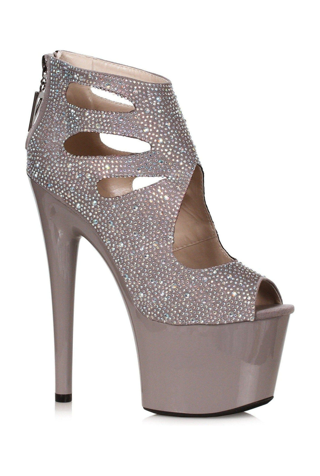 Ellie Shoes Ellie Shoes 709 WENDY Microfiber Platform with Rhinestones in Grey Faux Leather from SexyShoes.com