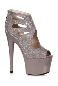 Ellie Shoes Ellie Shoes 709 WENDY Microfiber Platform with Rhinestones in Grey Faux Leather from SexyShoes.com