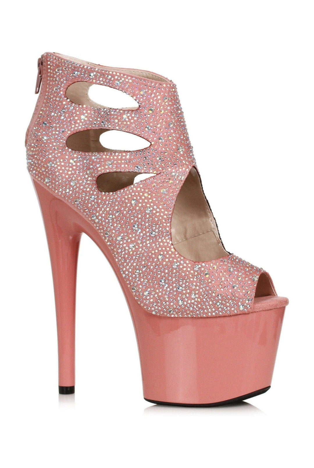 Ellie Shoes Ellie Shoes 709 WENDY Microfiber Platform with Rhinestones in Pink Faux Leather from SexyShoes.com
