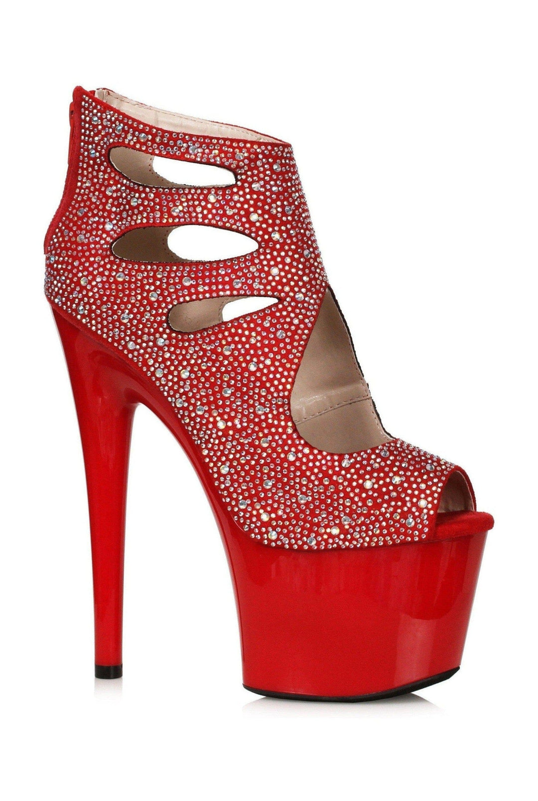 Ellie Shoes Ellie Shoes 709 WENDY Microfiber Platform with Rhinestones in Red Faux Leather from SexyShoes.com